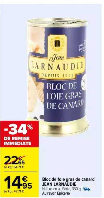 Bloc De Foie Gras De Canard Jean Larnaudie