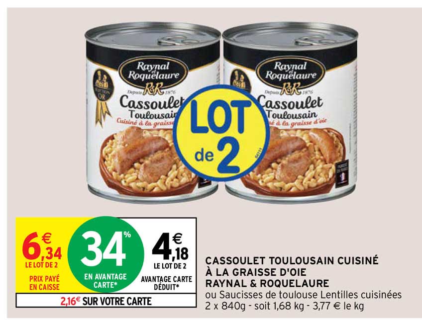cassoulet toulousain cuisiné à la graisse d'oie raynal & roquelaure