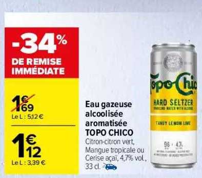 eau gazeuse alcoolisée aromatisée topo chico
