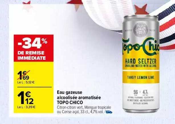 eau gazeuse alcoolisée aromatisée topo chico