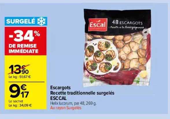 Escargot Recette Traditionnelle Surgelés Escal
