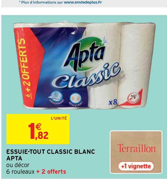 essuie-tout classic blanc apta