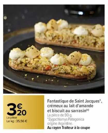 fantastique de saint jacques crémeux au lait d'amande et biscuit au sarrasin