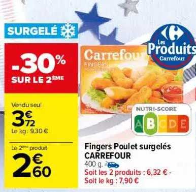 fingers poulet surgelés carrefour