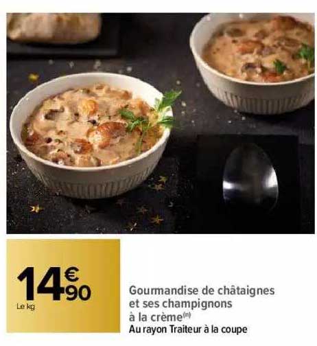gourmandise de châtaignes et ses champignons à la crème