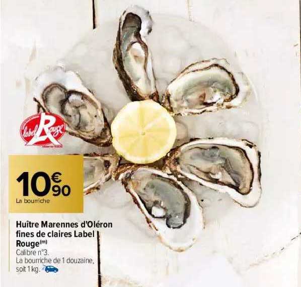 huîtres marennes d'oléron fines de claires label rouge
