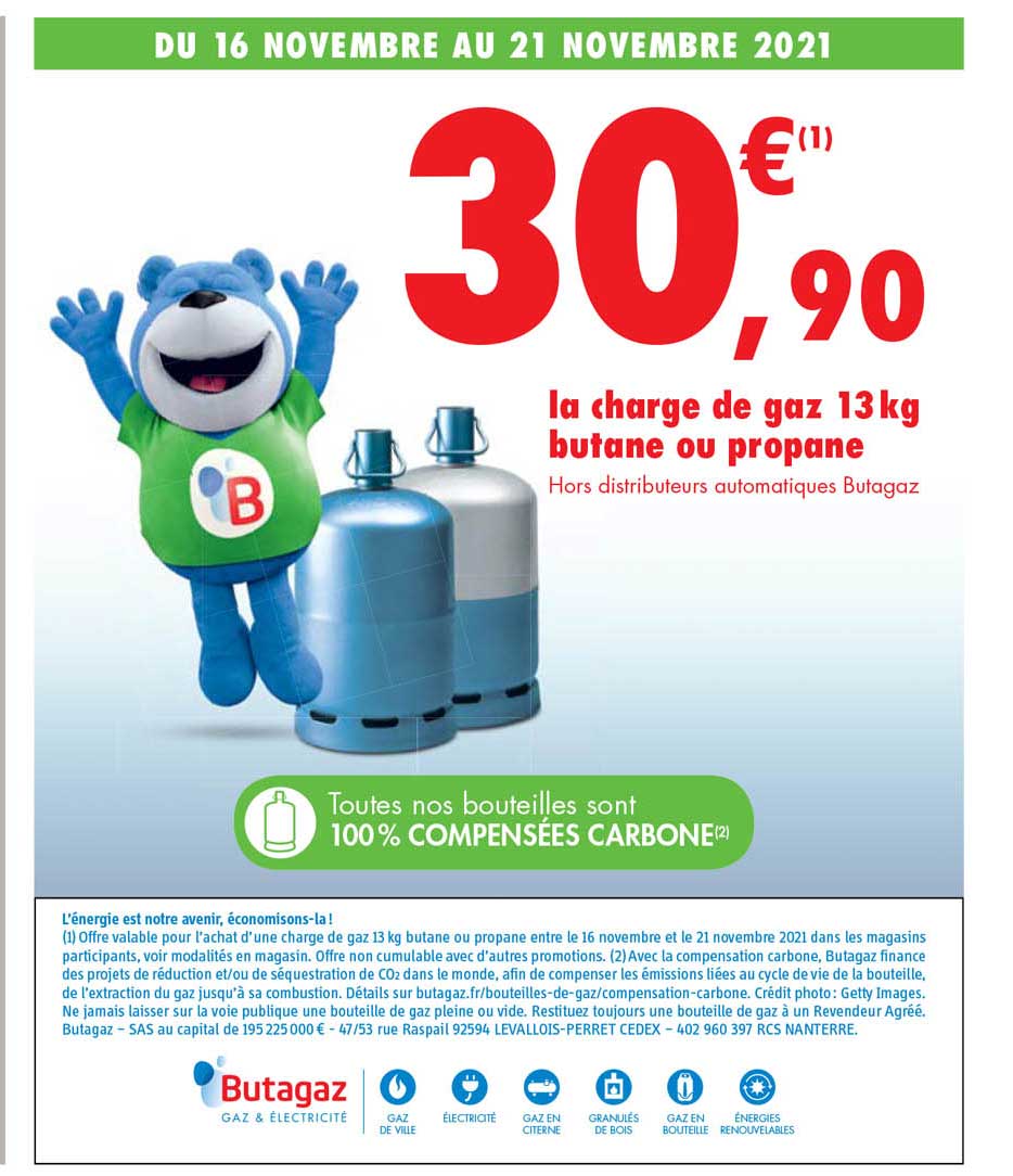 la charge de gaz 13 kg butane ou propane