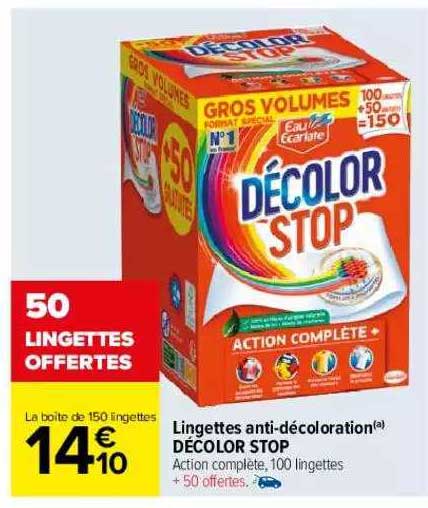 lingettes anti-décoloration décolor stop