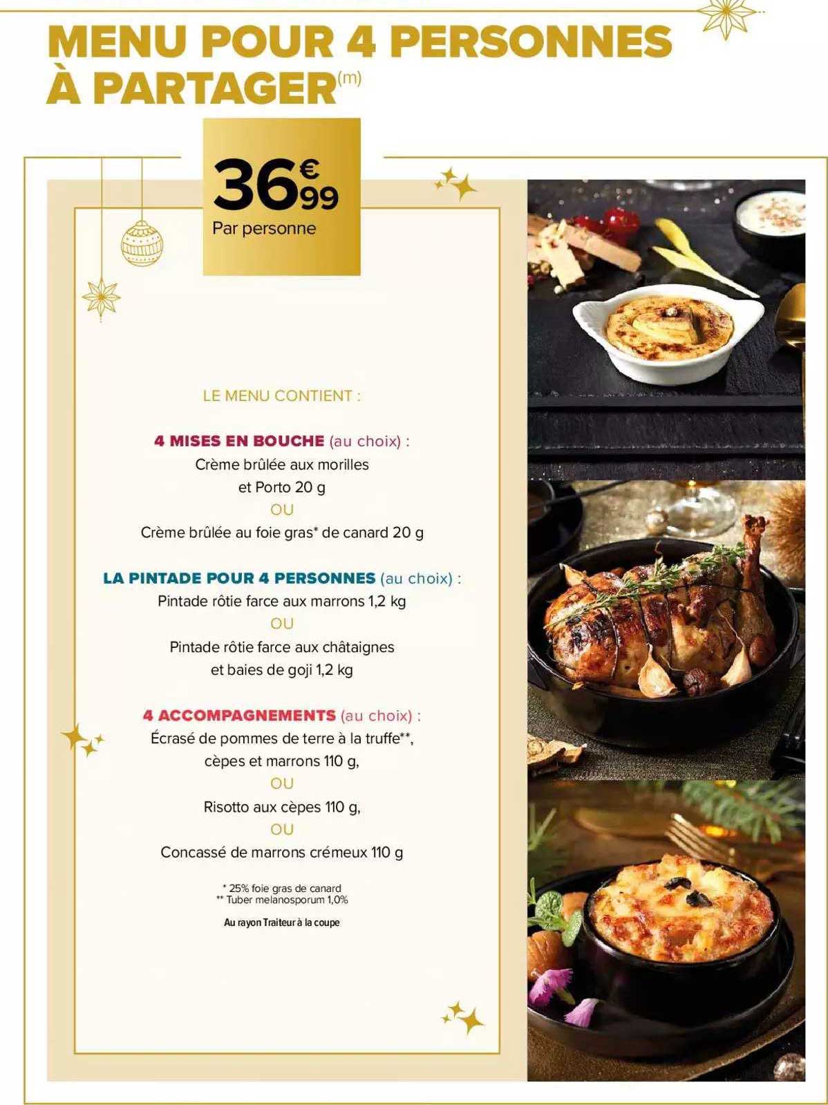 menu pour 4 personnes à partager