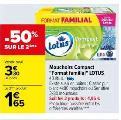 mouchoirs compact "format familial" lotus
