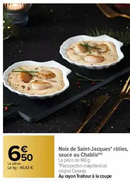 noix de saint-jacques rôties, sauce au chablis