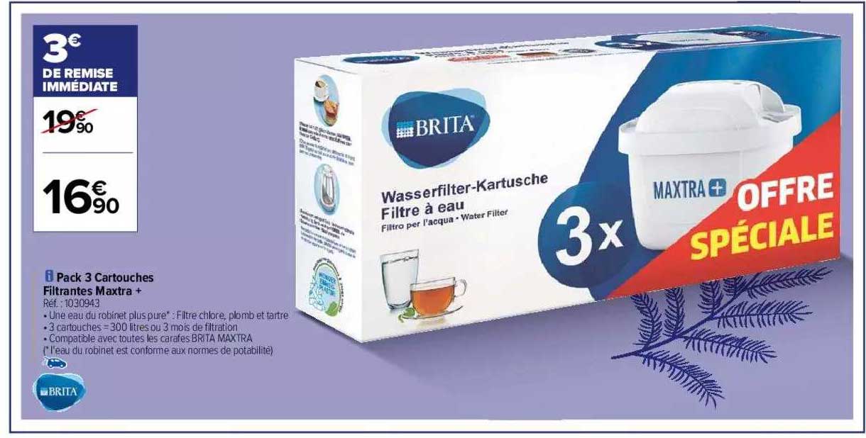pack 3 cartouches filtrantes maxtra+ brita
