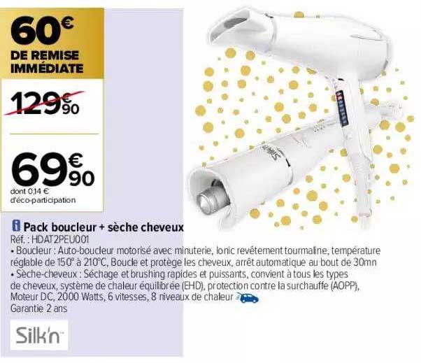 pack boucleur + sèche cheveux  silk'n