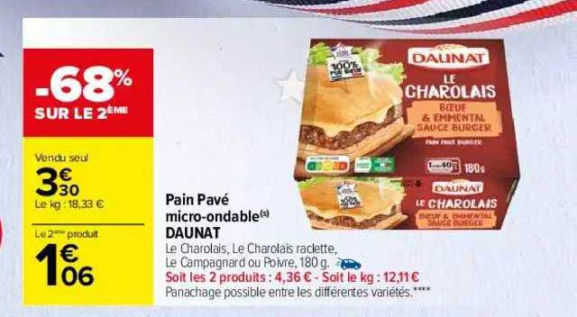 pain pavé micro-ondable daunat