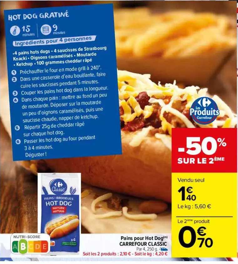 pains pour hot dog carrefour classic