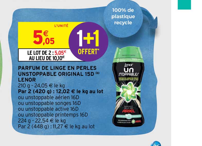 parfum de linge en perles unstoppable original 15d leno