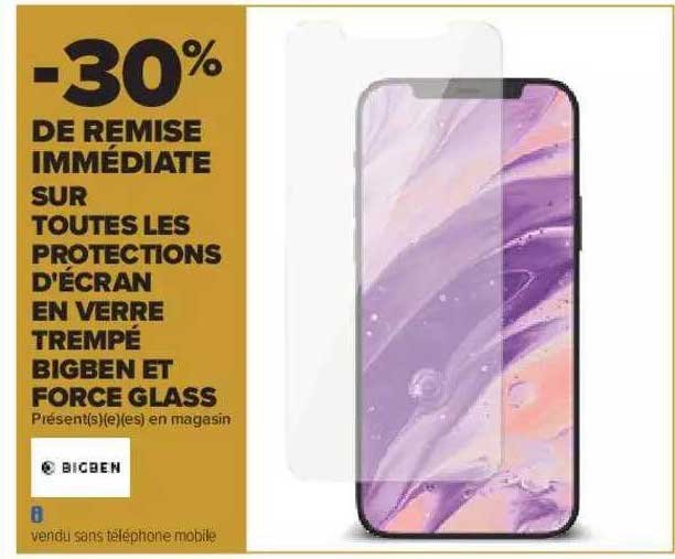 protection d'écran en verre trempé bigben et force glass