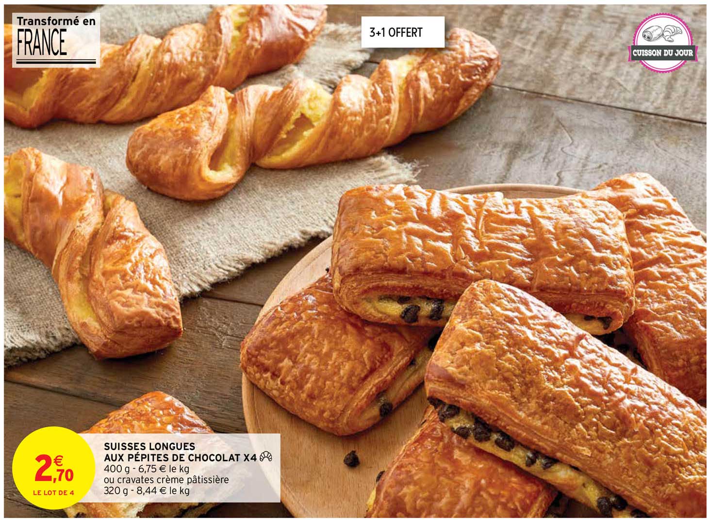 Suisses Longues Aux Pépites De Chocolat X4