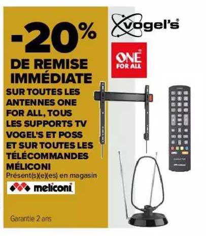 supports tv vogel's et poss et télécommandes méliconi