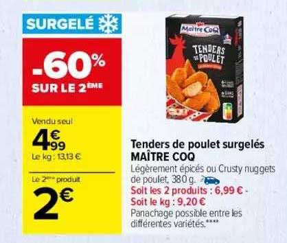 Tenders De Poulet Surgelés Maître Coq
