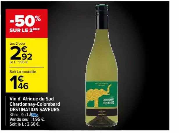 vin d'afrique du sud chardonnay-colombard destination saveurs