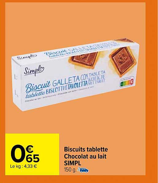 Biscuits Tablette Chocolat Au Lait Simpl