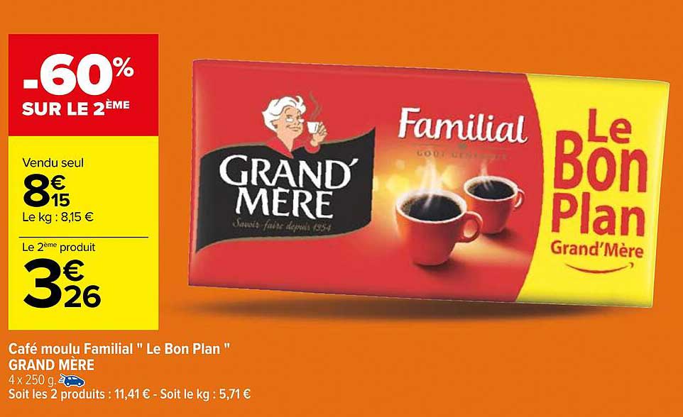café moulu familial "le bon plan" grand mère