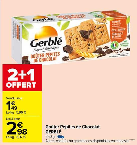 Goûter Pépites De Chocolat Gerblé