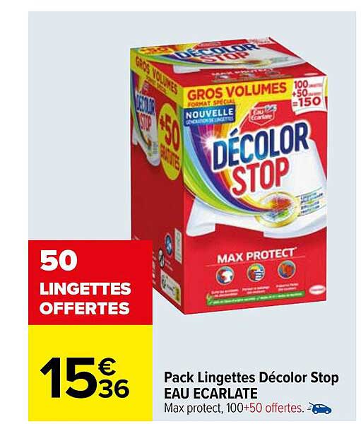 pack lingettes décolor stop eau écarlate