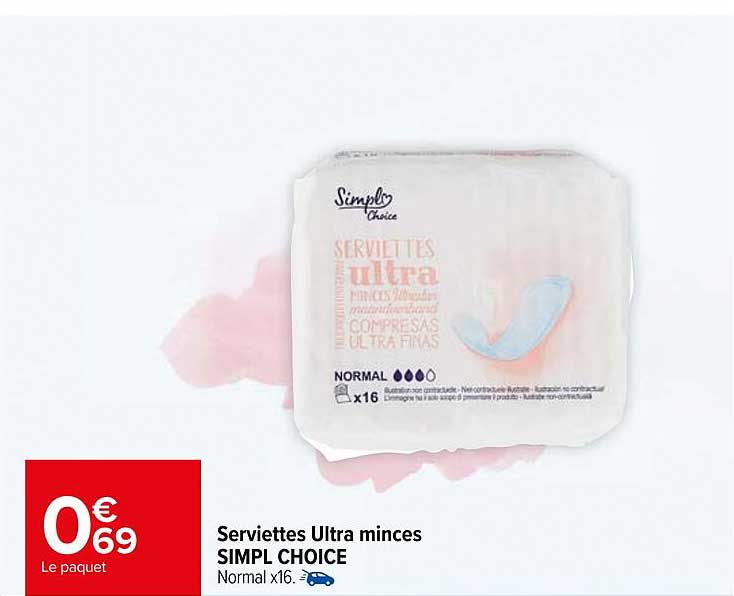 serviettes ultra minces simpl choice