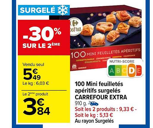 100 Mini Feuilletés Apéritifs Surgelés Carrefour Extra