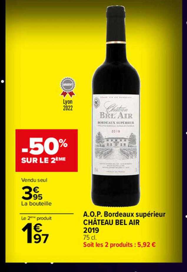 a.o.p. bordeaux supérieur château bel air 2019