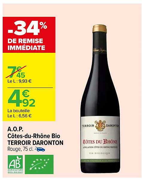 a.o.p. côtes-du-rhône bio terroir daronton