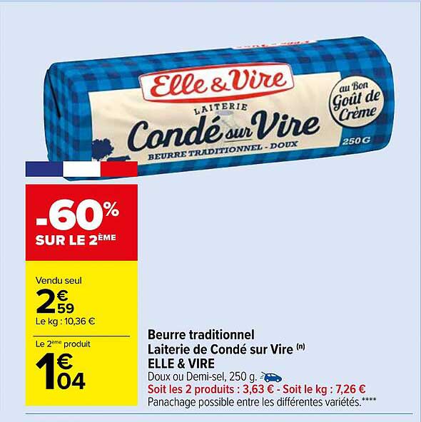 Beurre Traditionnel Laiterie De Condé Sur Vire Elle & Vire