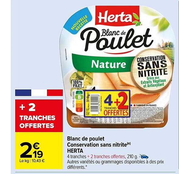 Blanc De Poulet Conservation Sans Nitrite Herta