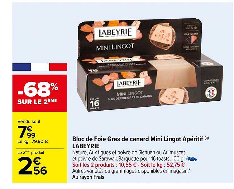 bloc de foie gras de canard mini lingot apéritif labeyrie