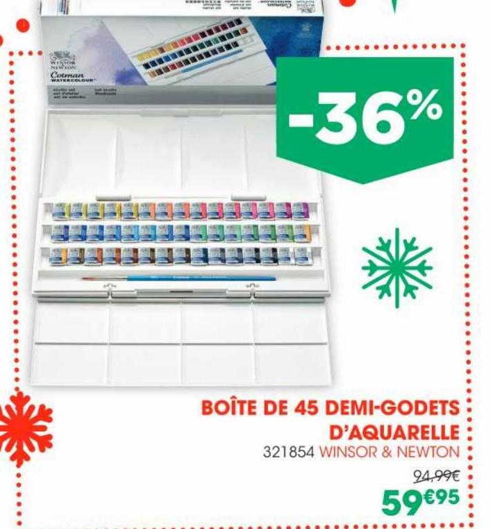 boîte de 45 demi-godets d'aquarelle