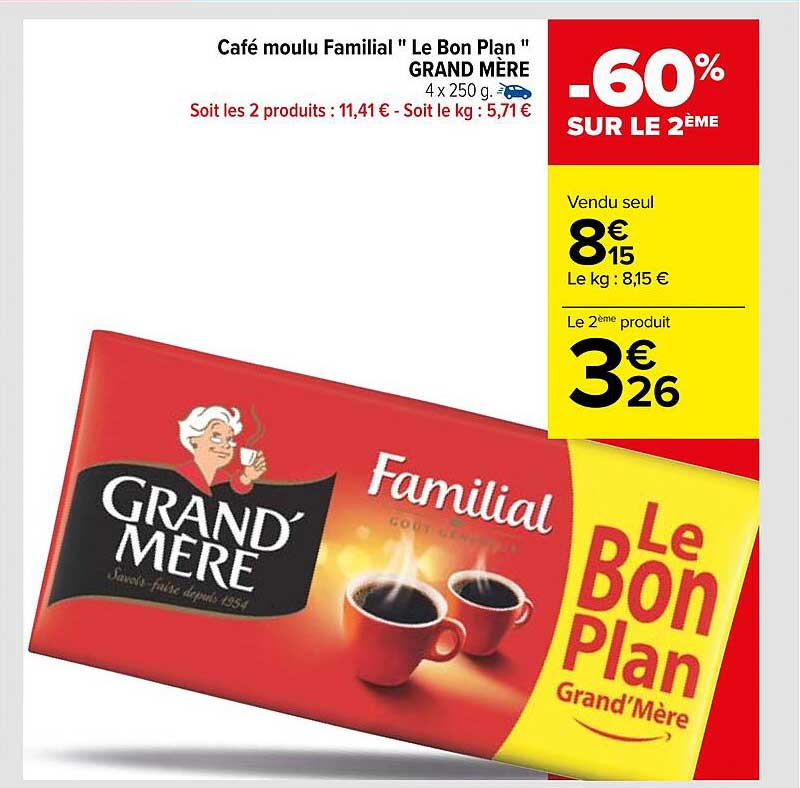 café moulu familial "le bon plan" grand mère
