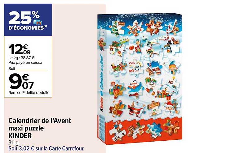 calendrier de l'avent maxi puzzle kinder