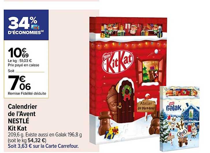 calendrier de l'avent nestlé kit kat