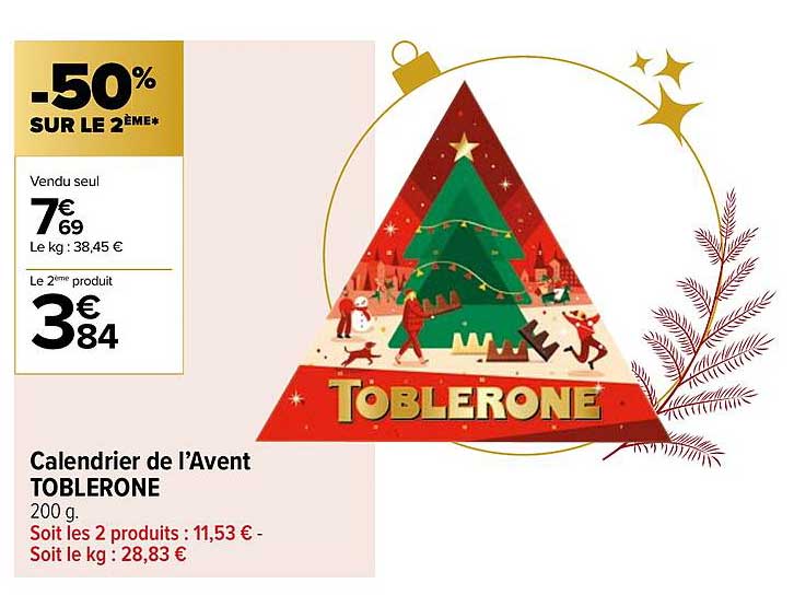 calendrier de l'avent toblerone