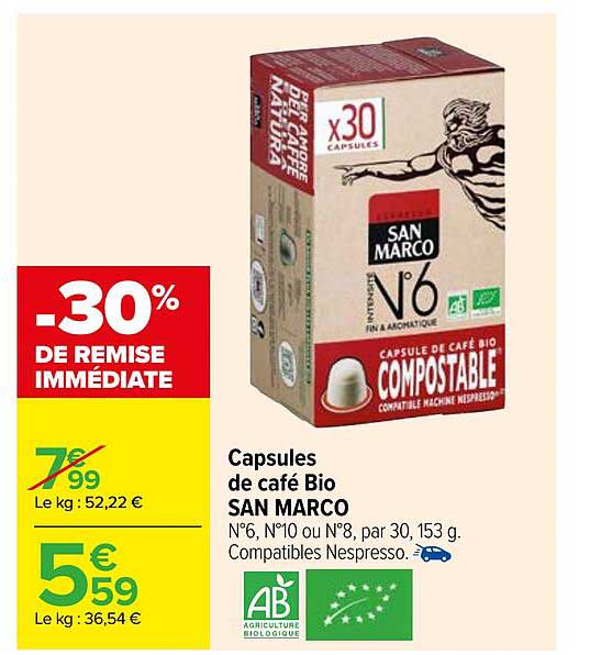 capsules de café bio san marco