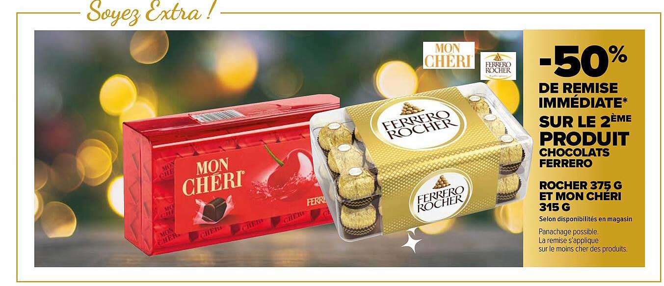 chocolats ferrero rocher 375 g et mon chéri 315 g