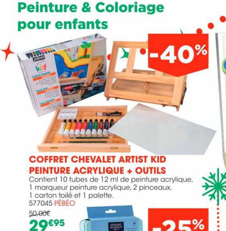 coffret chevalet artist kid peinture acrylique + outils