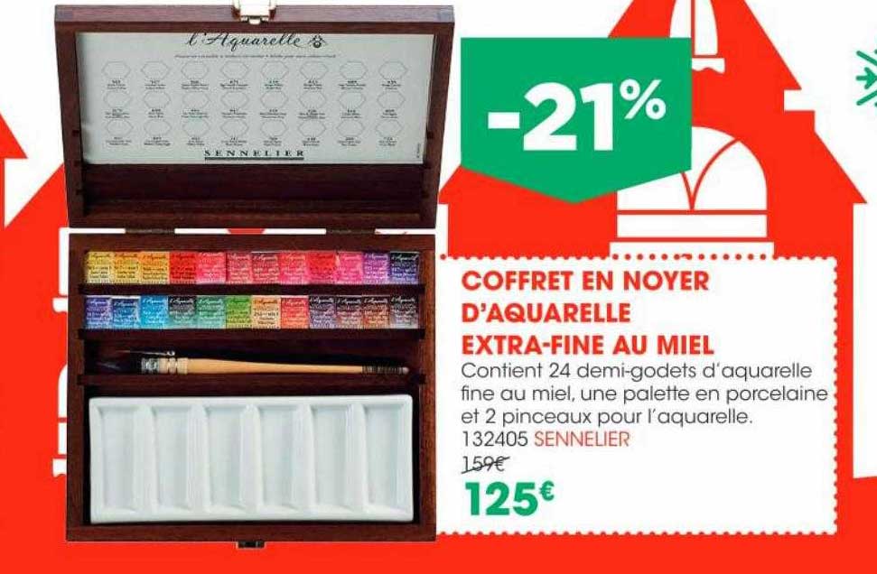 coffret en noyer d'aquarelle extra-fine au miel