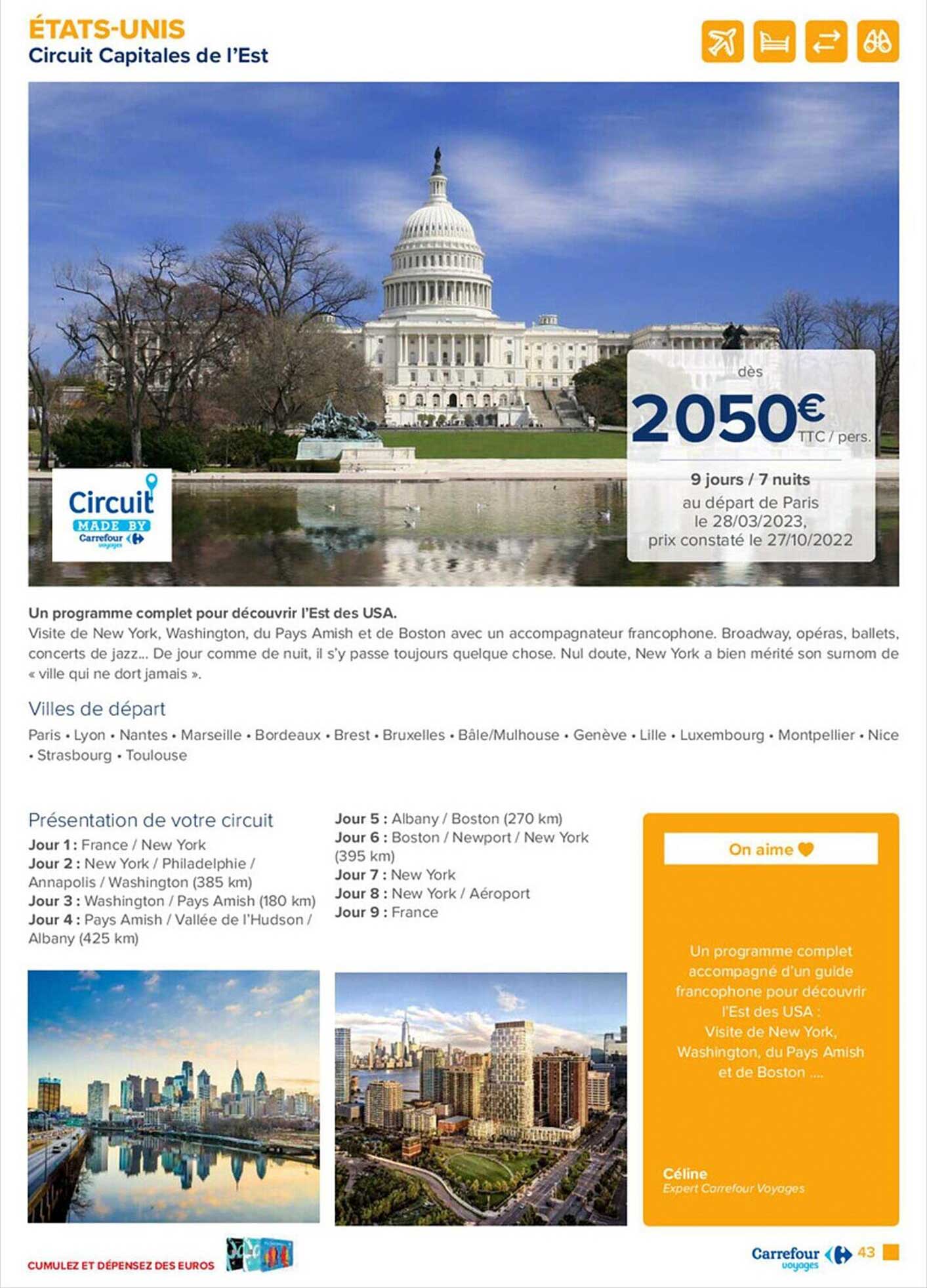 états-unis - circuit capitales de l'est