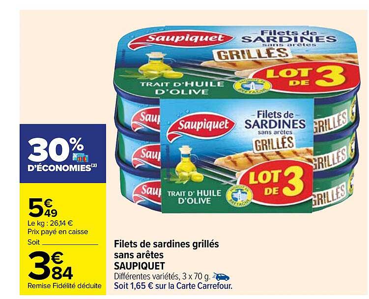 filets de sardines grillés sans arêtes saupiquet
