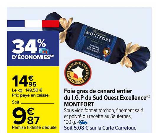 foie gras de canard entier du i.g.p. du sud ouest excellence montfort