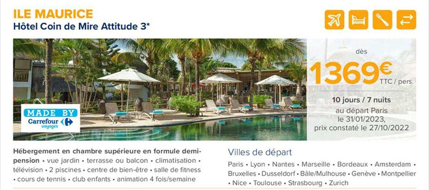 île maurice - hôtel coin de mire attitude 3*
