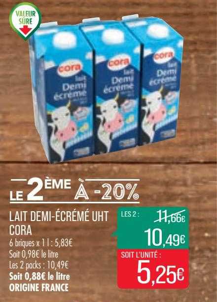 lait demi-écrémé uht cora